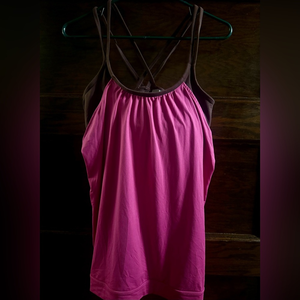 Athleta Hidden Agenda Tank Top in a Berry/Currant color combination, Size L